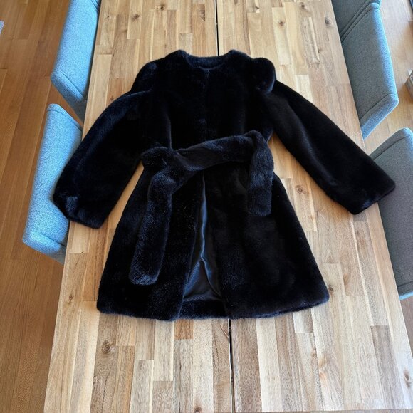 Faux Fur Belted Coat L NWOT - Picture 1 of 4